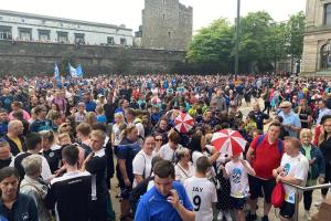 People gathered for the Foyle Cup parade | NICRC