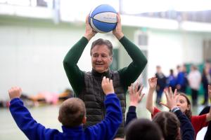 School children with the Boston Celtics co-owner | NICRC