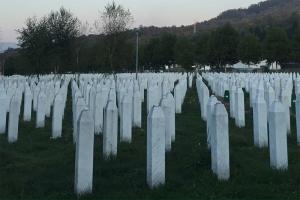 Memorial white crosses for the dead at Srebrenica | NICRC