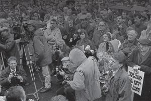 An archival image of a peace protest | NICRC