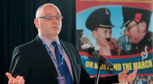 Derek Moore (Londonderry Bands Forum) speaking at a conference | CRC NI