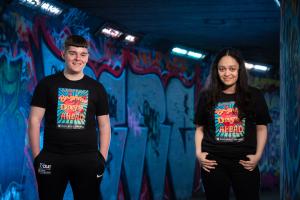 Pictured launching Good Relations Week 2021 is local young people Aaron Smith (left) and Esraa Hamido (right) | NICRC