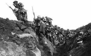 Soldiers going over the top of a trench | CRC NI